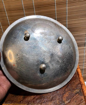 日本早期厚銅熏銀槌打茶盤
