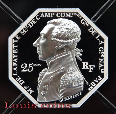 【Louis Coins】F034‧France‧2020法國‧拉法葉協助美國獨立240周年2盎司高浮雕Proof銀幣