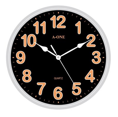 地球儀鐘錶 A-ONE 高級典雅時鐘 台灣製造 超靜音螢光字 時尚小型掛鐘 居家百搭【超低價155】TG-0315螢光橘