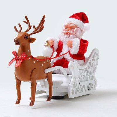 鹿拉車音樂電動聖誕老人 兒童玩具 耶誕禮物 桌面聖誕擺件 聖誕節裝飾 聖誕節裝飾 聖誕節佈置 聖誕禮物  聖誕玩具飛馬戶外