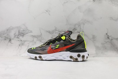 Nike React Element 87 深綠黑 網紗透氣 半透明 時尚 慢跑鞋 CJ4988-200 男鞋