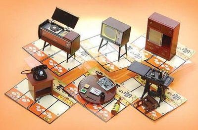 【售完-超細膩】盒玩 食玩 復刻版 迷你 昭和茶間 昭和茶水間 磁鐵 冰箱貼 場景擺飾 -6件式家具