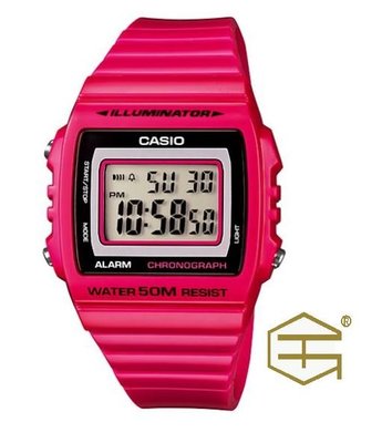 【天龜】CASIO 50M防水多功能電子錶 粉 W-215H-4A