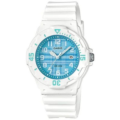 CASIO WATCH 卡西歐小巧天藍白混搭潛水風格白色膠帶運動腕錶 型號：LRW-200H-2C【神梭鐘錶】