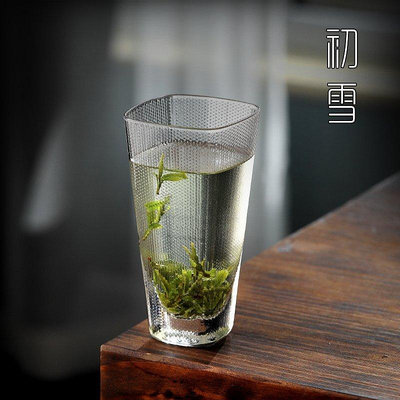 茶藝師 夏天喝水的杯子男泡綠茶茶杯家用日式創意單層四方果汁玻璃杯