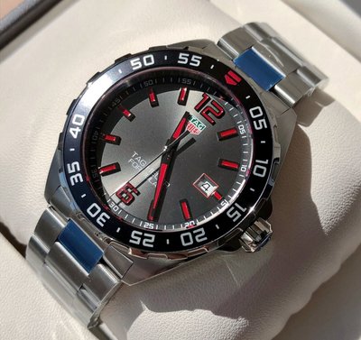 TAG HEUER Formula 1 灰色錶盤 銀色不鏽鋼錶帶 石英 男士手錶 WAZ1018.BA0842 豪雅F1系列腕錶