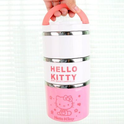 hello kitty保溫桶分格3層飯盒凱蒂貓雙層3層卡通可愛分格提鍋保溫桶