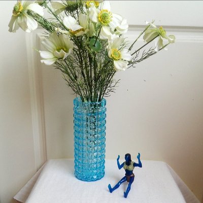【LoveloVe】早期藍色壓製玻璃老花瓶