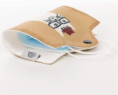 《散步生活雜貨》 日本進口 NEKOMARUKE 貓咪圖案 防疫 隨身攜帶 口罩保護套 收納套-黃20-0015