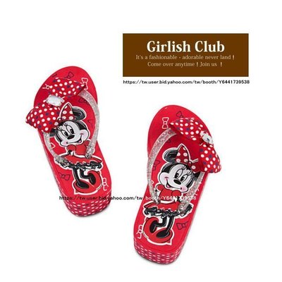 【Girlish Club】美國㊣Disney女童米妮蝴蝶結夾腳人字拖鞋(c352)amber gap涼鞋二八一元起標