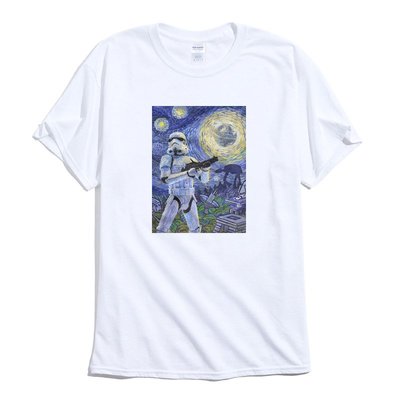 Van Gogh Stormtrooper 短袖T恤 白色 星際大戰 梵谷星空畫設計插畫藝術油畫印花潮T