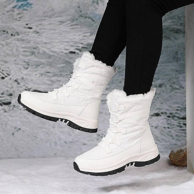 日本代購 雨靴歐洲站雪靴男女歐洲站雪靴男女特價雪地靴女中筒保暖加絨加厚冬季防水防滑東北戶外滑雪大棉鞋女