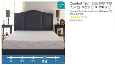購Happy~Comfort Tech 美國製標準雙人床墊 152公分 X 190公分 #129248