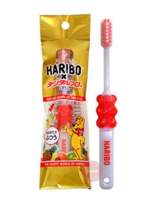 布布精品館，日本製HARIBO小熊軟糖牙刷 讓寶寶愛刷牙玫瑰粉