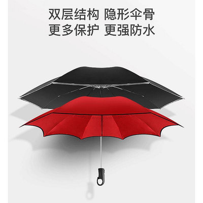 雨傘 自動收縮雨傘全自動三折疊男大號雙層車載德國風暴雙人抗風反向傘