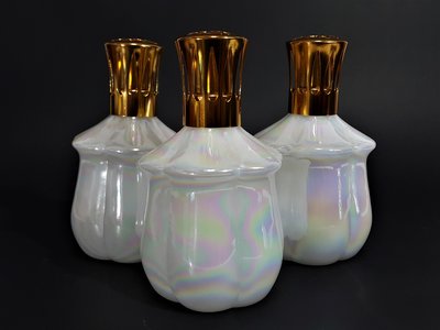 [銀九藝] 早期 珍珠色 酥油燈 油燈 琉璃瓶 三件一標 (D)