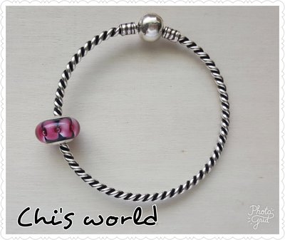 Chi's world~潘朵拉適用 純銀琉璃珠charms手工製琉璃串珠配件 國際標準925純銀 大孔徑 孔徑約5mm