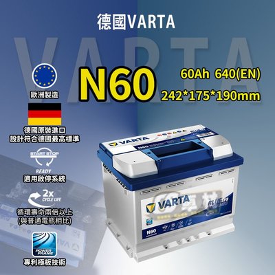 CS車材-VARTA 華達電池 N60 BLUE DYNAMIC EFB 非韓製 代客安裝 充電制御