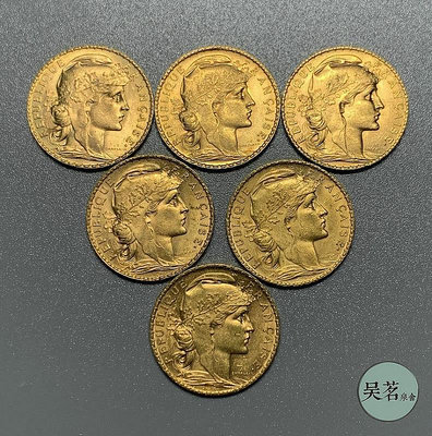 1903-12法國瑪麗安娜公雞金幣20法郎6.45克90%純金幣好品保真包郵