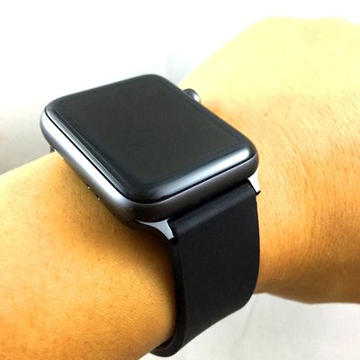 Apple Watch 代用錶帶  質優矽膠 素面 等寬  排汗 透氣 運動 穿戴  極致黑 38 40 42 44