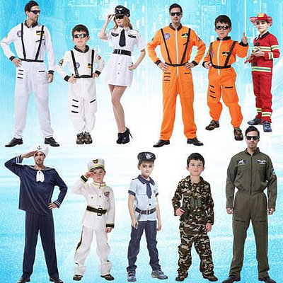 萬聖節服裝成人兒童宇航服飛行員警察迷彩服空姐制服海軍空軍服