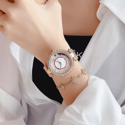 熱銷 詩高迪歐式奢華流沙鉆皮帶女錶時尚大氣鋼帶滿鉆氣質流手錶腕錶女212 WG047