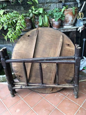 古董獨板檜木老圓桌（四）可二件合售15000