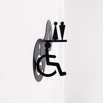 ．設計品．正面側面都可看到標示 雙生款不鏽鋼廁所標示牌無障礙殘障標示牌化妝室吊牌、洗手間標示牌；指示牌，304不銹鋼製作