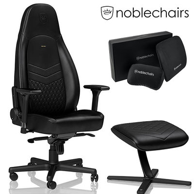 ※ Noblechairs 皇家賽車椅 ICON 搭配置腳蹬+記憶枕組 豪華組 (真皮款) MAX-004