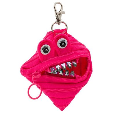 【BE HOME】Zipit Grillz 鋼牙小怪獸零錢包 - 螢光粉紅銀牙