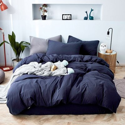 促銷打折 現代日式簡約純色針織天竺棉床包枕套被套四件組素色單人床雙人床棉床品套件文藝清新寢具親膚裸睡
