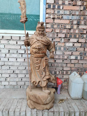 【二手】 木雕財神關公，武關公，關二爺1109 木雕 花板 佛像【櫻子古玩】