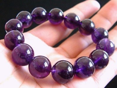 [Disk水晶][珍藏]寶石級烏拉圭紫水晶14mm圓珠手鍊智慧寶石