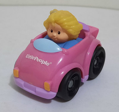 Mattel Little People 金髮女孩 粉色小汽車/玩具車