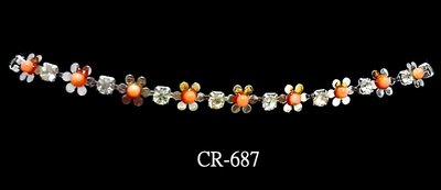 CR-687 白K台鑲粉紅珊瑚圓珠14個(2.5MM)手鍊7”