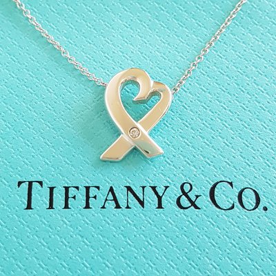 TIFFANY & CO. 【天然鑽石】 ，【畢卡索】系列 【 Loving Heart 】，純銀 925 項鍊 (S號)，保證真品  附原廠盒子與紙袋