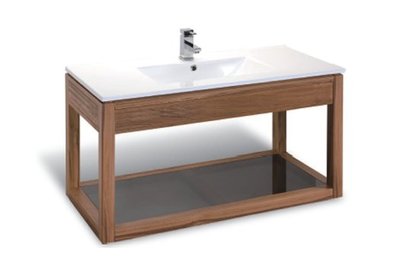 《E&amp;J網》Corins 柯林斯 SI-T-100 100公分長方型 極簡柚木  陶瓷面盆 浴櫃組 詢問另有優惠