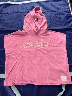 Calvin Klein LOGO無袖短版帽T  粉色 女款L 全新