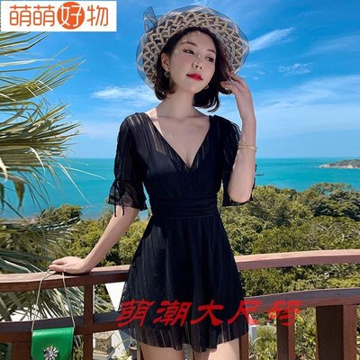 萌潮游泳衣女個性新款保守連體遮肚顯瘦小胸聚攏性感韓國ins溫泉泳裝 泳裝 泳衣 性感 比基尼 韓版 低~萌萌好物~