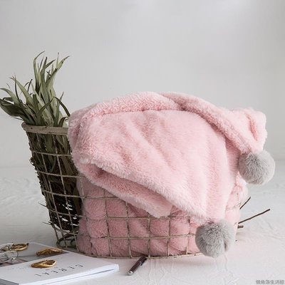 『格倫雅』ins網紅款兔絨掛球辦公室空調毛毯子披肩蓋毯雙層絨純色寶寶抱毯746/LJL促銷 正品 現貨