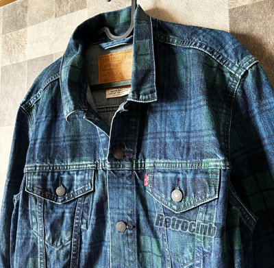 Retro CLUB【一元起標】【二手】美國百年品牌 LEVI'S 藍綠配色 格紋設計 牛仔外套 丹寧工裝外套 美式風格 W24502