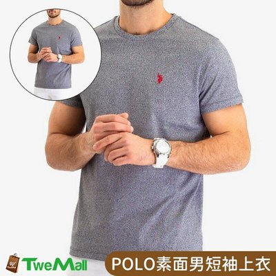 U.S. POLO ASSN. 男T恤素面LOGO短袖上衣(灰) 全新現貨