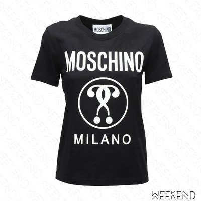 【WEEKEND】 MOSCHINO Milano Question Mark 問號 短袖 上衣 T恤 黑色 20春夏