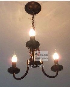 INPHIC-歐美式鄉村風格 鐵藝 簡約地中海風格3頭蠟燭吊燈燈飾燈具