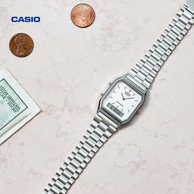 中古風手錶卡西歐海外旗艦店AQ-230A復古小方塊電子手表男女款官方官網正品