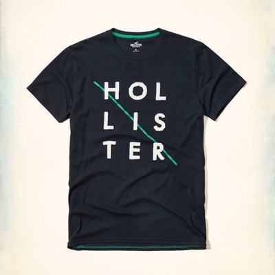 美國百分百【Hollister Co.】T恤 HCO 短袖 T-shirt 海鷗 logo 復古 深藍 M號 G907