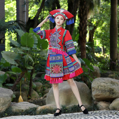 女成人三月三廣西壯族服裝民族演出服飾少數民族壯錦刺繡長裙短裙