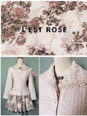 飄舞衣世界《日本品牌 L'EST ROSE》漂亮刺繡玫瑰雕花蕾絲活動領甜美小香風外套／S~M可穿