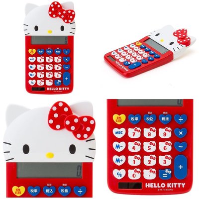 牛牛ㄉ媽*日本進口Hello Kitty 12數位元顯示造型計算機HELLO KITTY計算機 凱蒂貓桌上型計算機 紅色大臉款
