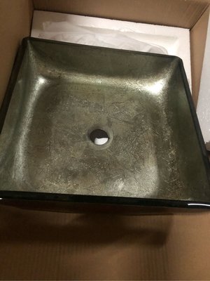 FUO 衛浴: 彩繪藝術  強化玻璃 方形  碗公盆 (LX4040B) 現貨特價!